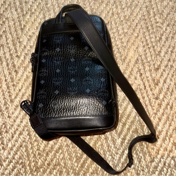 Authentic MCM Black Leather Sling Bag - Picture 3 of 7